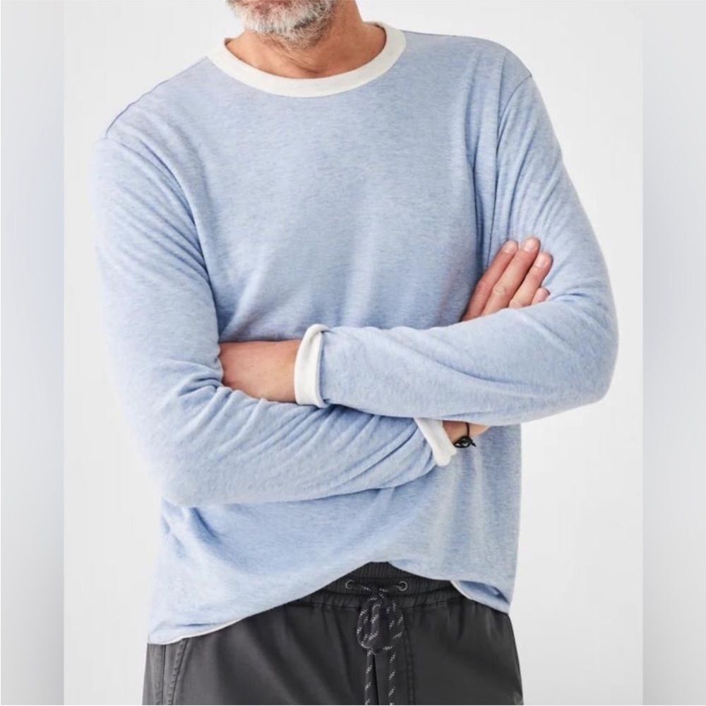 NWT Faherty Cloud Reversible Crew Light Blue Heat… - image 3